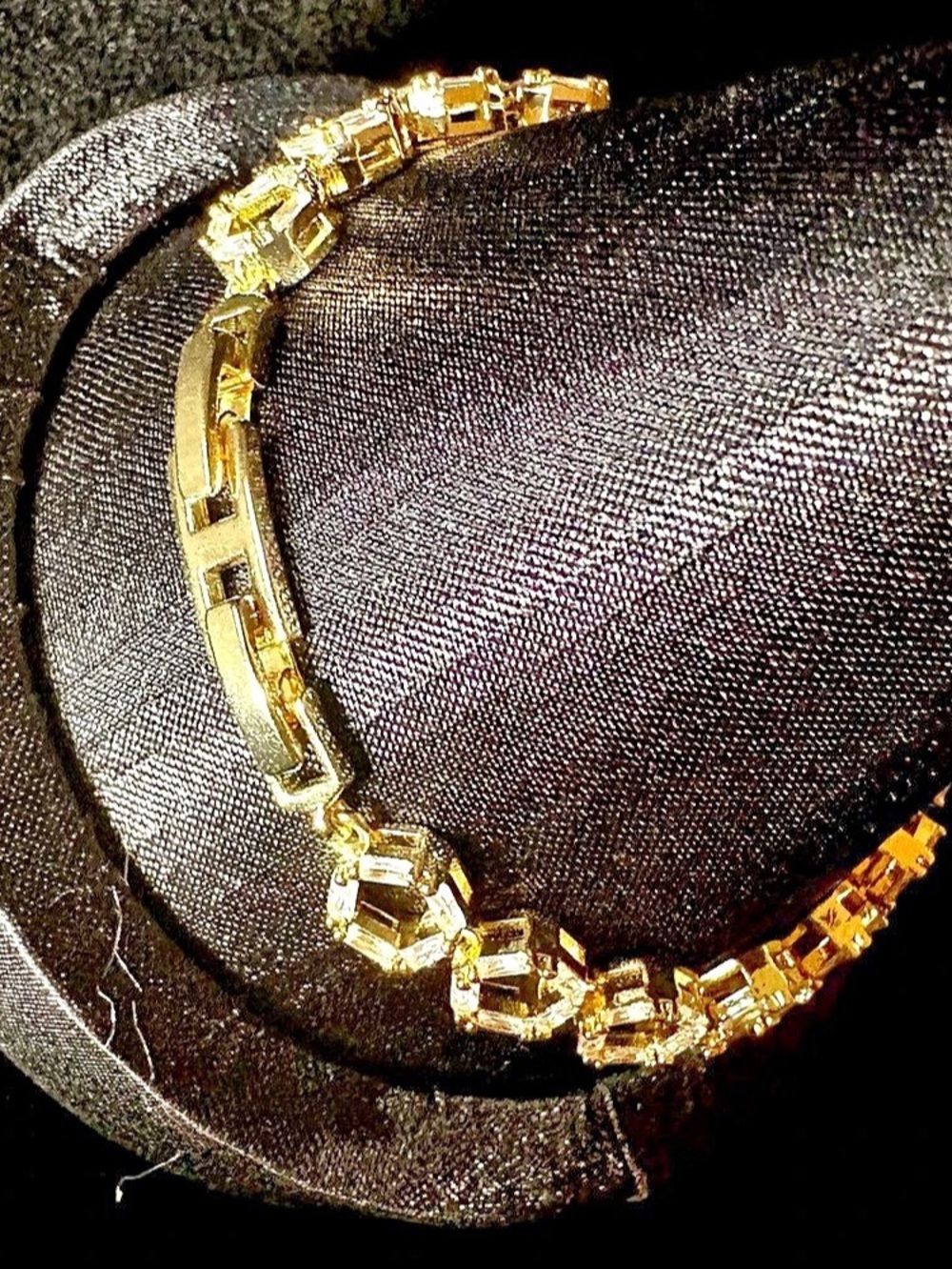 18kt Yellow Gold-Plated Bracelet.Cubic Zirconias.6.5 inches.Extension Link.New.
